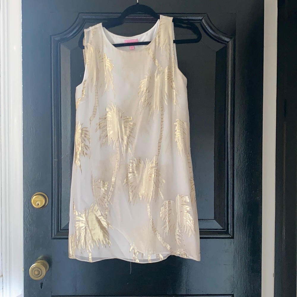 Lilly Pulitzer white and gold shift dress